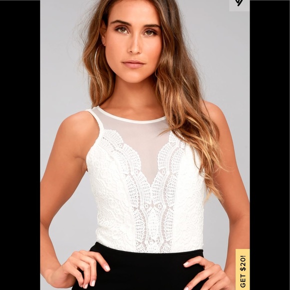 Lulus Tops - Lulu’s Cali Cantina White Lace Bodysuit
